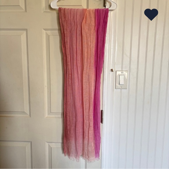 J. Jill Linen Ombré Gradient Colorful Scarf Gauzy Crinkle natural earthy Fringe - Picture 1 of 7